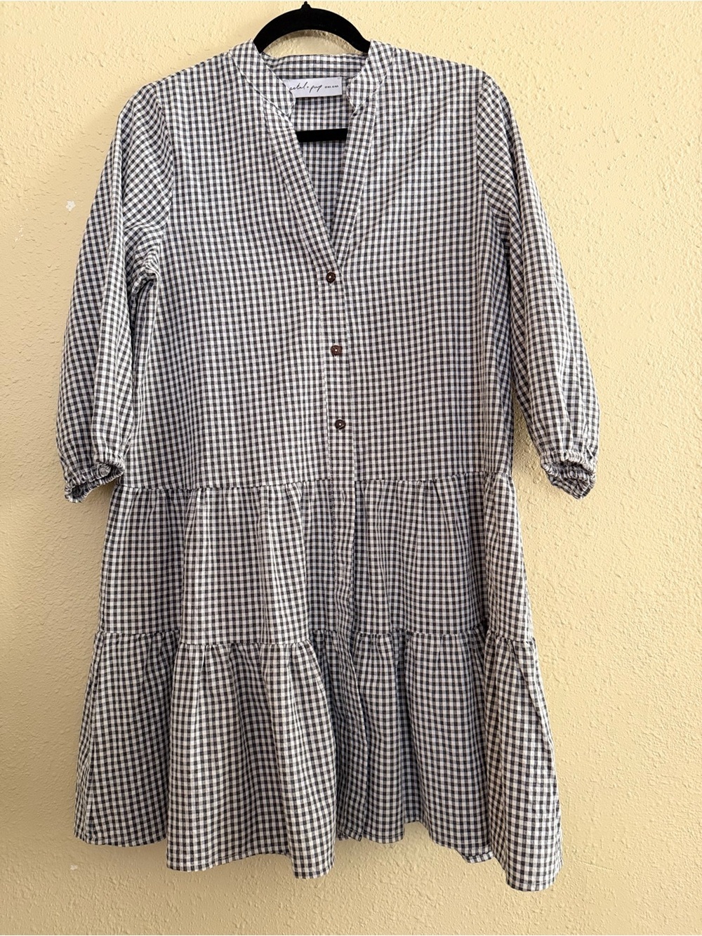 Petal & Pup | Black White Gingham Daria Print Tiered Dress - Size Medium / Large - Picture 2 of 6